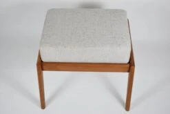 Fauteuil Scandinave Restauré Avec Repose-pieds, Icône Des Années 60, Tissu Marron, Teck -Chairly Shop 06754728 ded8 4c6a a493 461bb6f4520c