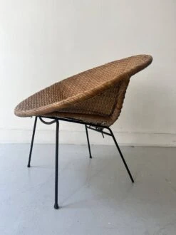 Basket Armchair In Rattan And Black Metal, Design 1950 -Chairly Shop 08f23b9d 1217 49ef 8d2a f9108629bf6b