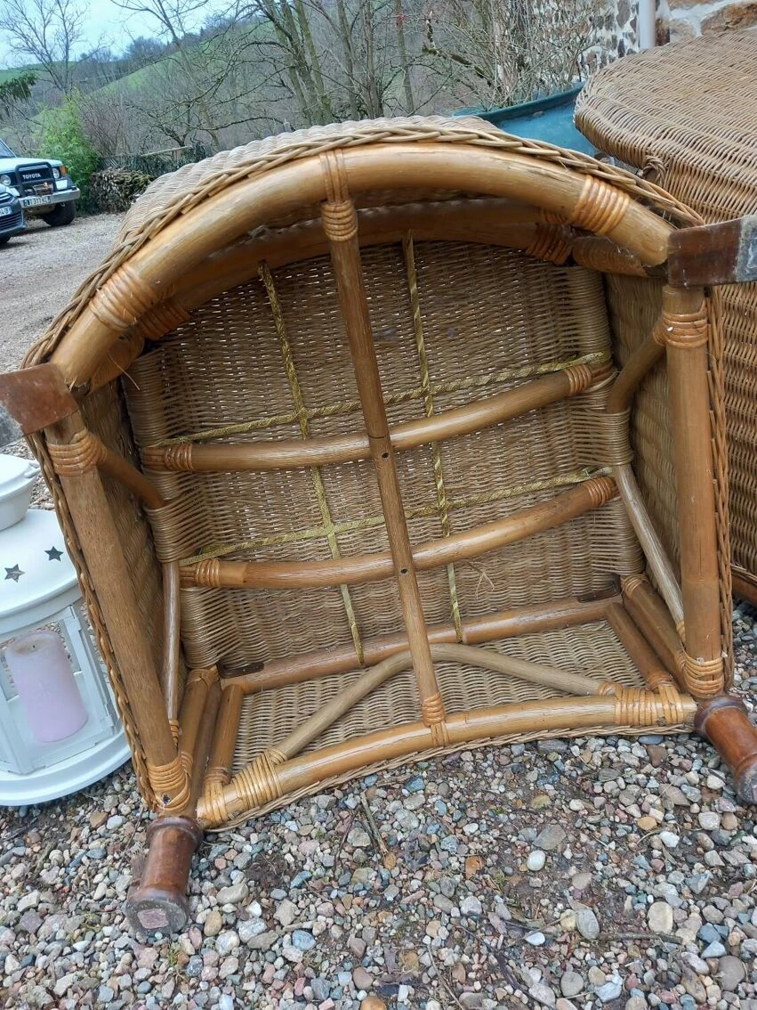 Pair Of Rattan And Wood Armchairs 13 Pair Of Rattan And Wood Armchairs - Image 11