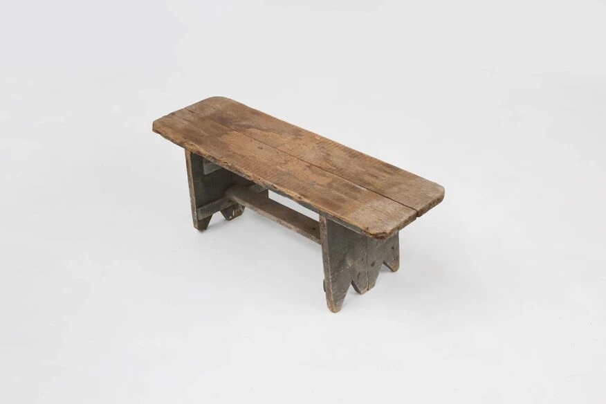 Grey Wooden Bench, France Ca 1890 7 Grey Wooden Bench, France Ca 1890 - Image 5