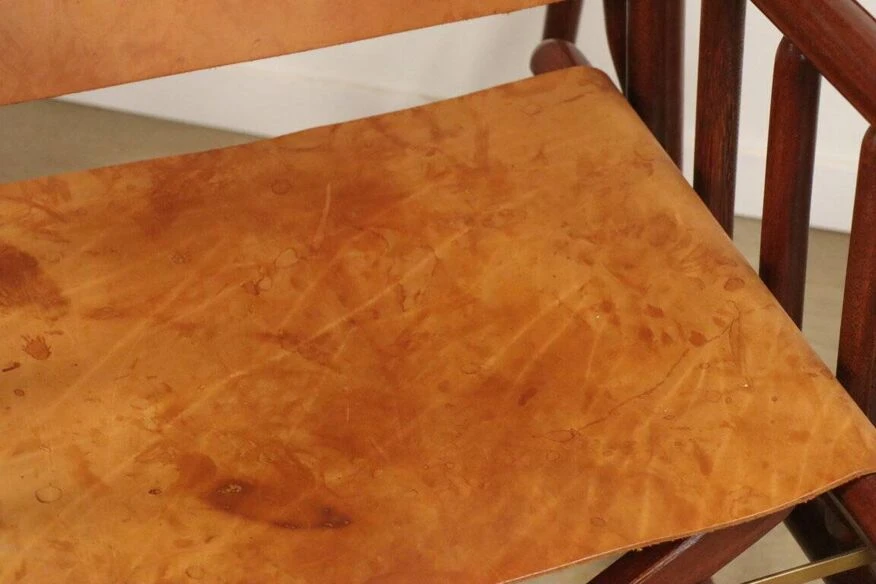 Vintage American Folding Leather And Wood Rocking Chair, 1970s 8 Vintage American Folding Leather And Wood Rocking Chair, 1970s - Image 6