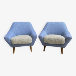 Set Of Two Blue And White Wool Chairs 1960s -Chairly Shop 13fdcf0e 1bdd 451b 9a1c 48cc542778b8
