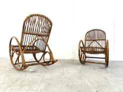 Vintage Bamboo Rocking Chairs, 1960s, Set Of 4