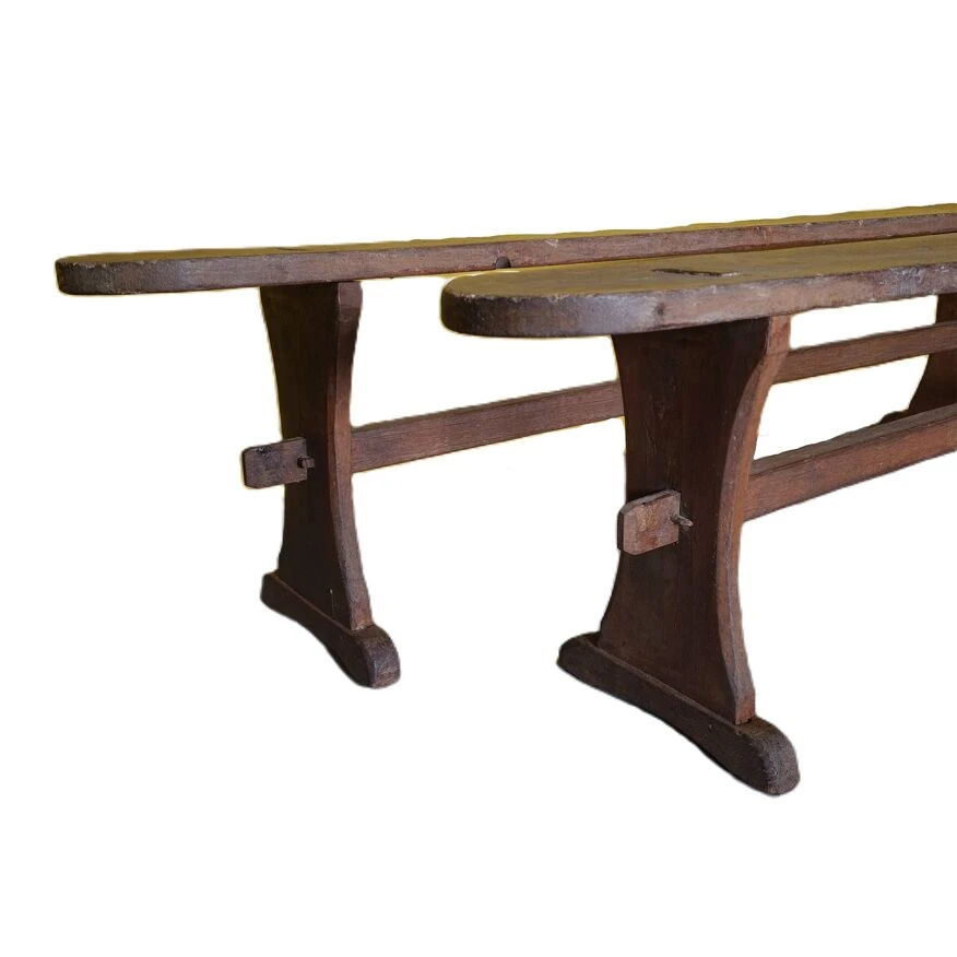 French Farmers/Monasteries Wooden Benches, Late 19th Century 5 French Farmers/Monasteries Wooden Benches, Late 19th Century - Image 3