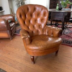Chesterfield Style Cognac Leather Armchair -Chairly Shop 1a62a6e6 5c7e 4dcc 8105 32095bdd0f46