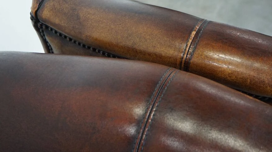 Set Of Two In Very Good Condition Dark Sheepskin Leather Wingback Armchairs 11 Set Of Two In Very Good Condition Dark Sheepskin Leather Wingback Armchairs - Image 9