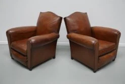 Pair Of French Cognac Moustache Back Leather Club Chairs, 1940s -Chairly Shop 1b232656 2f87 472c 8b56 753c11f7572e