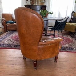 Chesterfield Style Cognac Leather Armchair