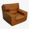 Roche Bobois Club Chair In Tan / Cognac Neck Leather – France, Circa 1980