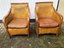 2 Colonial Armchairs From The 50s Rattan-wood-leather -Chairly Shop 1eba5c31 a808 4a14 b647 073e41b2a126