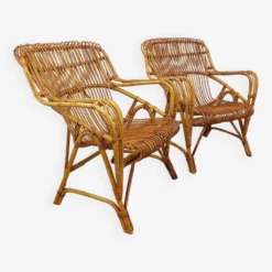 Pair Of Italian Armchairs By Vittorio Bonacina In Vintage Rattan From The 60s -Chairly Shop 21638c6b a104 47a5 989e cb296fe53710
