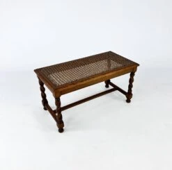 Antique Small Oak And Cane Bench/Stool, 1930s -Chairly Shop 21713d8a fa61 4a74 946d 8364d09f6294