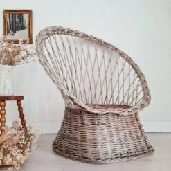 Antique Armchair In Gray Woven Wicker -Chairly Shop 21bc6540 f722 42db 8ca0 bf124b9b3cf3