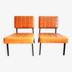 Pair Of Vintage Fawn Leatherette Chairs From 1960 -Chairly Shop 23da9515 a395 4b65 a8da ef8a0db185b6