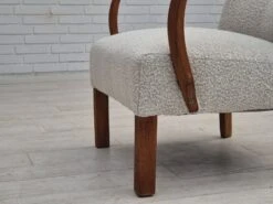 1960s, Reupholstered Danish Art-deco Armchair, Beech Wood, Leather. -Chairly Shop 260cdaa6 2e70 448d be46 8a64f8ac797b