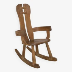 Brutalist Rocking Chair In Solid Oak By De Puydt, 1970s -Chairly Shop 262a6a68 b3d6 421d b652 2bc3e5bc668a