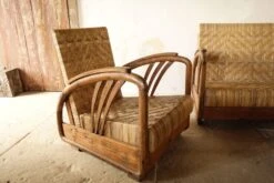 Art Deco Living Room Set In Rattan And Teak 1940s-50s. -Chairly Shop 29ef3aff d407 424c a809 666c6b14b34a