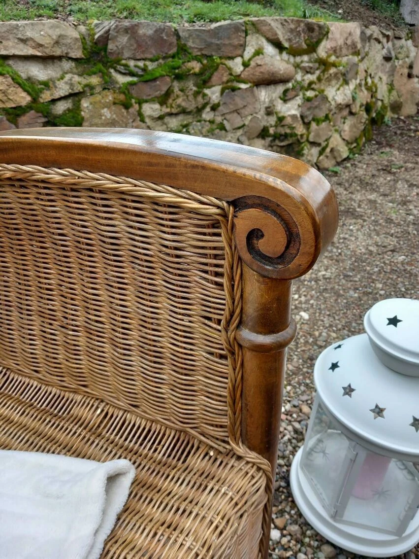 Pair Of Rattan And Wood Armchairs 6 Pair Of Rattan And Wood Armchairs - Image 4