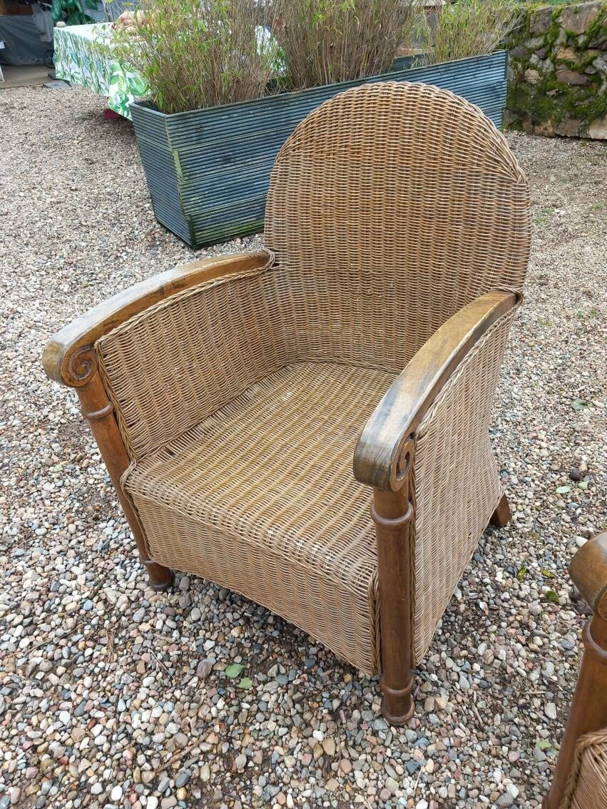 Pair Of Rattan And Wood Armchairs 19 Pair Of Rattan And Wood Armchairs - Image 17