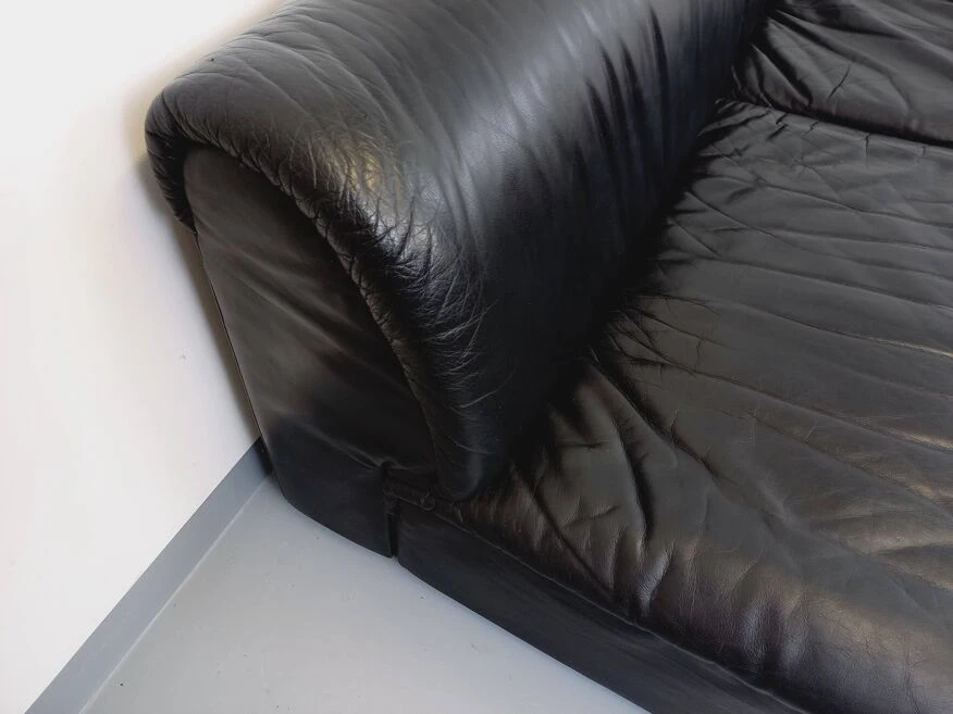 Set Of 3 Vintage Italian Delta Fireside Chairs In Black Leather From The 70s 20 Set Of 3 Vintage Italian Delta Fireside Chairs In Black Leather From The 70s - Image 18