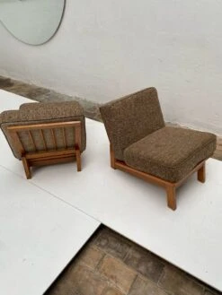 Ensemble De Deux Fauteuils Sans Accoudoirs Des Années 50 En Chêne Massif -Chairly Shop 2f683328 a03e 4688 b10c d939e6a0273f