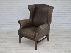 1970s, Vintage Wingback Armchair, Original Condition, Leather, Beech Wood. -Chairly Shop 305c3495 344b 4551 bf43 1ae017ebc2a0