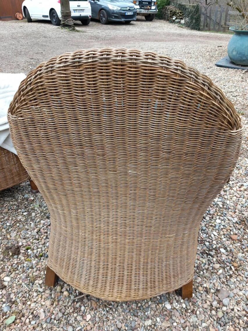 Pair Of Rattan And Wood Armchairs 14 Pair Of Rattan And Wood Armchairs - Image 12