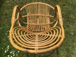 Vintage Ovoid-shaped Rattan Armchair. -Chairly Shop 34591a22 7b8a 44a9 9e5b cade936eeabe