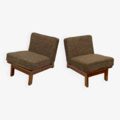 Ensemble De Deux Fauteuils Sans Accoudoirs Des Années 50 En Chêne Massif -Chairly Shop 353031da e91a 424f a84f b3d4ef2ae3f4