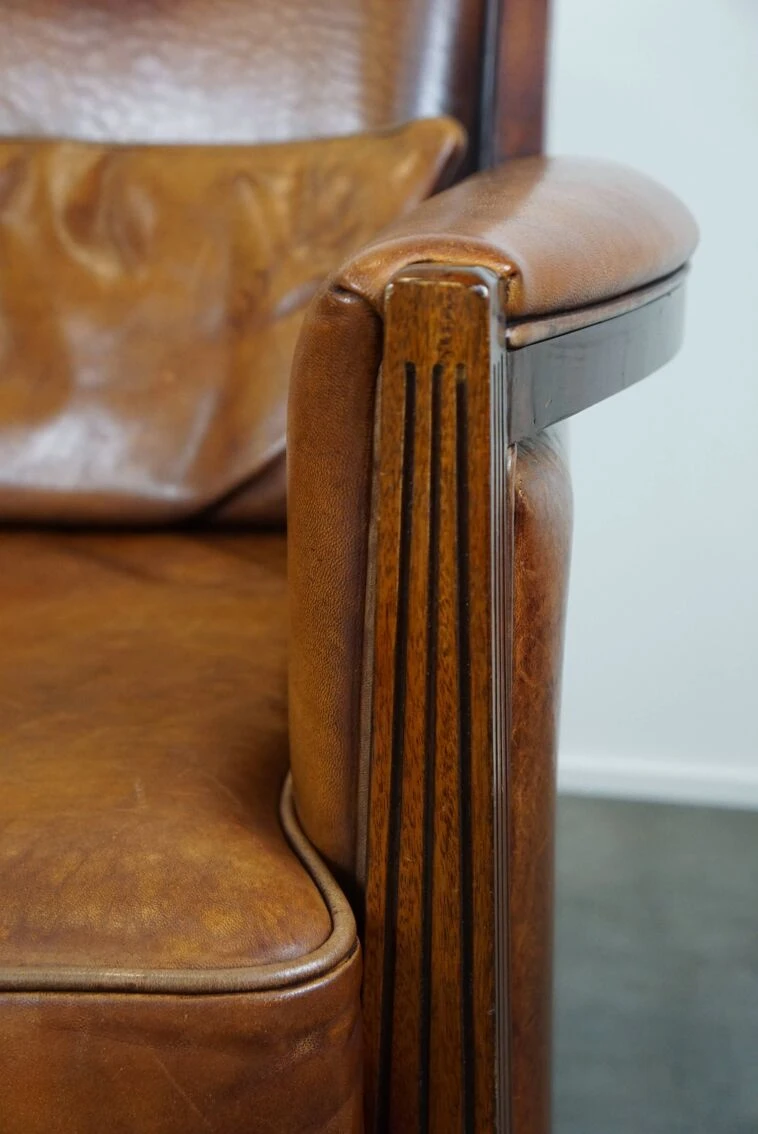 Sheep Leather Art Deco Design Armchair With High Seating Comfort 8 Sheep Leather Art Deco Design Armchair With High Seating Comfort - Image 6