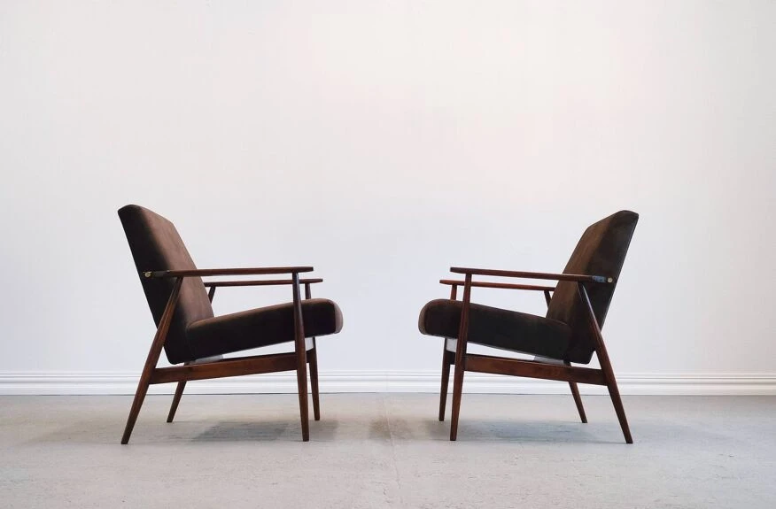 1960 Henryk Lis Mid Century Armchair In Chocolate Velvet 11 1960 Henryk Lis Mid Century Armchair In Chocolate Velvet - Image 9