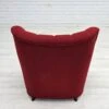 1960s, Danish Relax Armchair, Original Condition, Red Cotton/wool, Oak Wood.