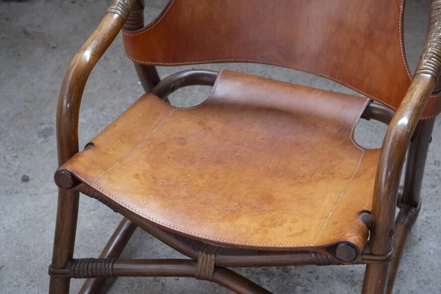 2x Horsnæs "Manilla" Lounge Chairs In Stained Bamboo And Saddle Leather, 1960s Denmark 18 2x Horsnæs "Manilla" Lounge Chairs In Stained Bamboo And Saddle Leather, 1960s Denmark - Image 16