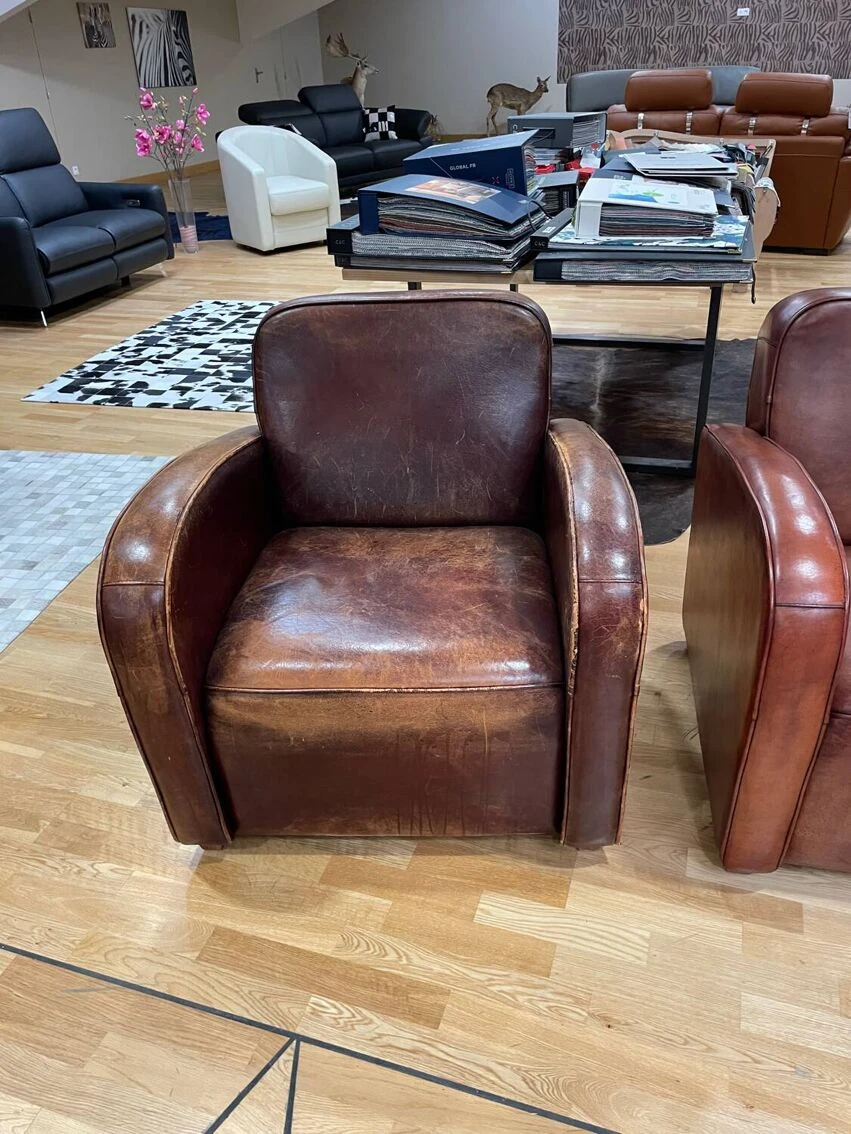 Pair Of Art Deco Club Armchairs 7 Pair Of Art Deco Club Armchairs - Image 5