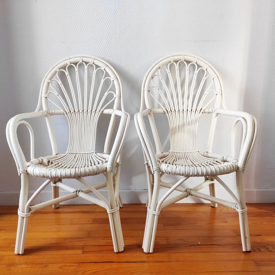 Pair Of Vintage Rattan Armchairs 1970 14 Pair Of Vintage Rattan Armchairs 1970 - Image 12