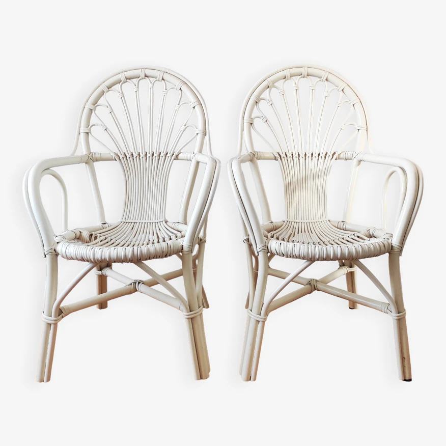 Pair Of Vintage Rattan Armchairs 1970 12 Pair Of Vintage Rattan Armchairs 1970 - Image 10