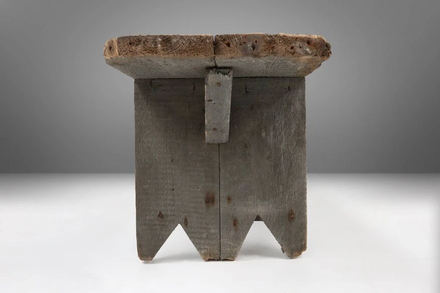 Grey Wooden Bench, France Ca 1890 6 Grey Wooden Bench, France Ca 1890 - Image 4