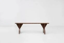 Mid-century Rustic Bench In Brown Painted Wood, France Ca. 1890 -Chairly Shop 3fff2a9d 4751 4a03 a1c4 f3ff1bd38a21