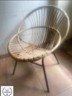 Rattan Armchair - Black Steel Base - Vintage -Chairly Shop 40bc3d55 c931 44a0 9791 d6a4da488595