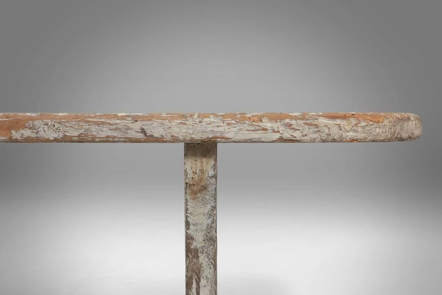 Beautifully Crafted Industrial Bench With A Wooden Top And White Paint, France Ca. 1900 5 Beautifully Crafted Industrial Bench With A Wooden Top And White Paint, France Ca. 1900 - Image 3