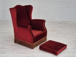1970s, Danish Highback Wingback Armchair, Original Condition, Furniture Velour, Ash Wood. 34 1970s, Danish Highback Wingback Armchair, Original Condition, Furniture Velour, Ash Wood. -Chairly Shop 41c82b91 4a67 4d89 8c7b 59be7a1431ca