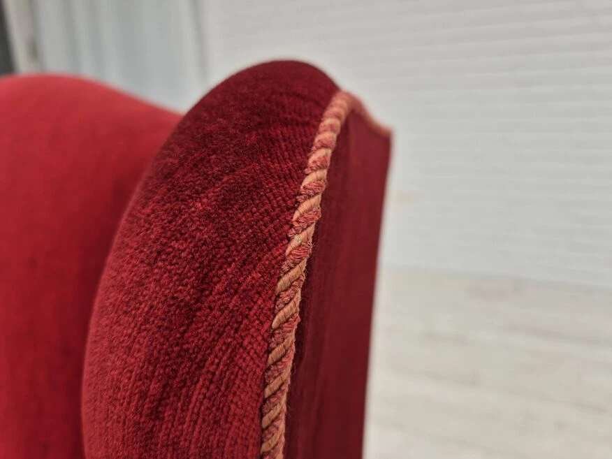 1970s, Danish Highback Wingback Armchair, Original Condition, Furniture Velour, Ash Wood. 17 1970s, Danish Highback Wingback Armchair, Original Condition, Furniture Velour, Ash Wood. - Image 15