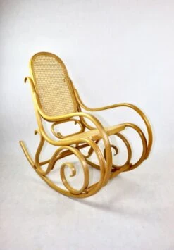 Vintage Natural Wood Rocking Chair Natural Rafia