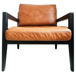Vintage Danish Design Armchair Nubuck Leather Brown Wood
