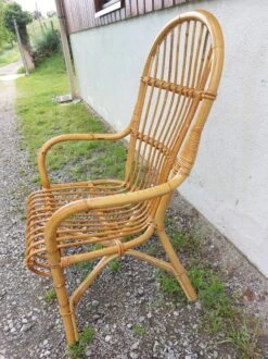 Wicker Armchair, Bamboo Wood