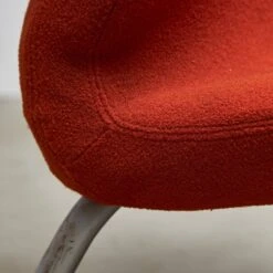 Low Chair On A Tubular Metal Frame With Orange Upholstery, 1970s -Chairly Shop 4d40863b 1f67 43aa a312 061a9374b97e