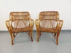 Pair Of Italian Armchairs By Vittorio Bonacina In Vintage Rattan From The 60s