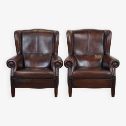 Set Of Two In Very Good Condition Dark Sheepskin Leather Wingback Armchairs 25 Set Of Two In Very Good Condition Dark Sheepskin Leather Wingback Armchairs -Chairly Shop 4f5cec95 31b4 4351 8198 c8dbf8f9add9