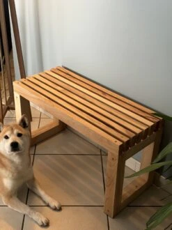 Hallway Bench In Recycled Solid Wood, A Durable And Elegant Beech Entrance Piece For An Ambi