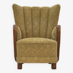 1960s, Danish Highback Armchair, Original Condition, Cotton/wool. -Chairly Shop 5183cd58 c736 45ae 9a8c fce53d90c23f